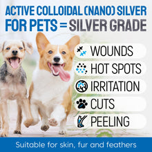 Load image into Gallery viewer, SILVER GRADE Wound Spray for Pets – Colloidal Silver Wound Care for Dogs &amp; Cats – Helps with Skin Irritation, Hot Spots, Rashes, Scratching, Itch, Bites &amp; Burns – Use a Dog Cone – 4 oz
