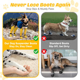 BiPawTi Dog Suspender Boots, Anti-Dust/Anti-Slip Dog Boots for Outdoor, 6-Point Adjustable Suspender Pants for Hardwood Floors/Snow Walks, 360° Reflective Paw Protectors Legging Shoes (XL)