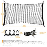 Dog Barrier for Car SUV, 47" Dogs Net with Metal Hooks, Stretchable Mesh Cargo Net, Car Divider Dog Gate for Driving Safely with Children & Pets, Universal for Trucks, SUV