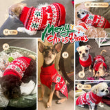 KYEESE Dog Christmas Sweater, Warm Turtleneck Dog Sweater for Small Dogs Boy Girl with Snowflake Reindeer Pattern, Winter Doggie Knitwear with Leash Hole,Soft Pet Clothes, X-Small