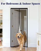Magnetic Screen Door - 38.0'' x 82.0'' Retractable Screen Door Mesh for Entry Door or Sliding Door, Pet & Kid Friendly, Hands-Free Closure Keeps Bugs Out & Lets Breeze in, Stripe Black