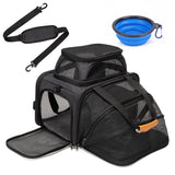 MOYLLOG Expandable Pet Carrier Bag - Airline-Approved, Breathable Mesh, Secure Zippers, Padded Handle & Multi-Pockets (Dark Grey)