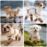 BABORUI Dog Suspender Boots, Waterproof Anti Dust, Dogs Boots with Suspenders Anti-Slip, Reflective Dog Shoes Small Size Dogs for Rain Night Walking