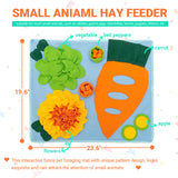 Rabbit Hay Feeder - Interactive Polar Fleece Pet Foraging Mat Toy Indoor for Guinea Pig Bunny Chinchillas Hamster Ferrets Small Animals - Anti Slip Feeding Mat Treat Dispenser Machine Washable
