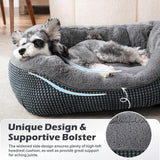 INVENHO Large Dog Beds Large Sized Dog Washable, Orthopedic Warming Soft Sleeping Puppy Bed Durable Pet Bed with Anti-Slip Bottom L(35"x25"x10")