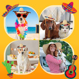 Tudomro 20 Pieces Dog Sombrero Hat Mini Pet Straw Hat Dog Mexican Costume for Small Pets Puppy Cat Chihuahua Decoration(Vivid Style)
