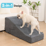 SIEMOUR 4-Step Dog Stair and Ramp for Small Dogs and Cats, Pet Steps for Bed with Non-Slip Bottom, Grey