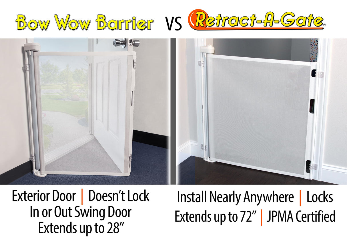 Bow Wow Barrier 28” Café by Smart Retract: Retractable Door Barrier for Dogs and Cats