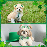Kacctyen 150 Pcs St. Patrick's Day Dog Bows with Rubber Bands St. Patrick's Day Flower Yorkie Dog Hair Bow Pet Hair Accessories for Small Medium Puppy Bunny Pet Cat(Heart,Clover)