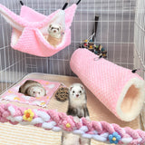 Hamiledyi Ferret Hammock 5 Pack Sugar Glider Climbing Ropes Toys Rat Hanging Tunnel Hammock Swing Squirrel Hideout Bed Cage Accessories for Mouse Hamster Chinchilla Small Animals