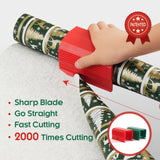 2PC Wrapping Paper Cutter Christmas Paper Roll Cutters Paper Cutter Slider Tool Set Christmas Gift Packing Wrapping Cutting Supplies for Crafting Birthday Gifts Wrap Rolls (1PC RED & 1PC Green)