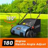 SENIX 13 Amp 15-Inch 2-in-1 Electric Dethatcher and Scarifier with 13.2-Gal Collection Bag,4-Position Depth Adjustment,Walk Behind for Lawn Garden Care Removing Thatch,Quick-Fold(SCE13-M)