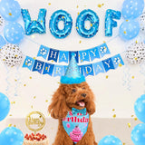 Floofelove 9Pcs Boy Gril Dog Birthday Decorations - Boy Dog Birthday Hat Party Supplies with Birthday for Dogs Hat Bandana Banner & Balloons Bow tie Outfits