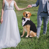 IDOMIK Dog Tuxedo for Small Medium Large Doggie, Detachable Dog Formal Wedding Suit with Tuxedo Vest & Bow Ties Collar & Bandana Scarf Set, Wedding Attire Shirt for Birthday Party Costume