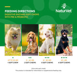 NaturVet – Digestive Enzymes - Plus Probiotics & Prebiotics – Helps Support Diet Change & A Healthy Digestive Tract – for Dogs & Cats (Soft Chews, 120 Count)