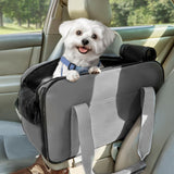 PETSFIT Multipurpose Center Console Dog Car Seat, Airline Approved Dog Car Carrier with Safety Tether and Pockets, Portable Cat Car Seat, Dog Car Seats for Small Dogs, Cats Up to 9 LBS (Deep Grey)