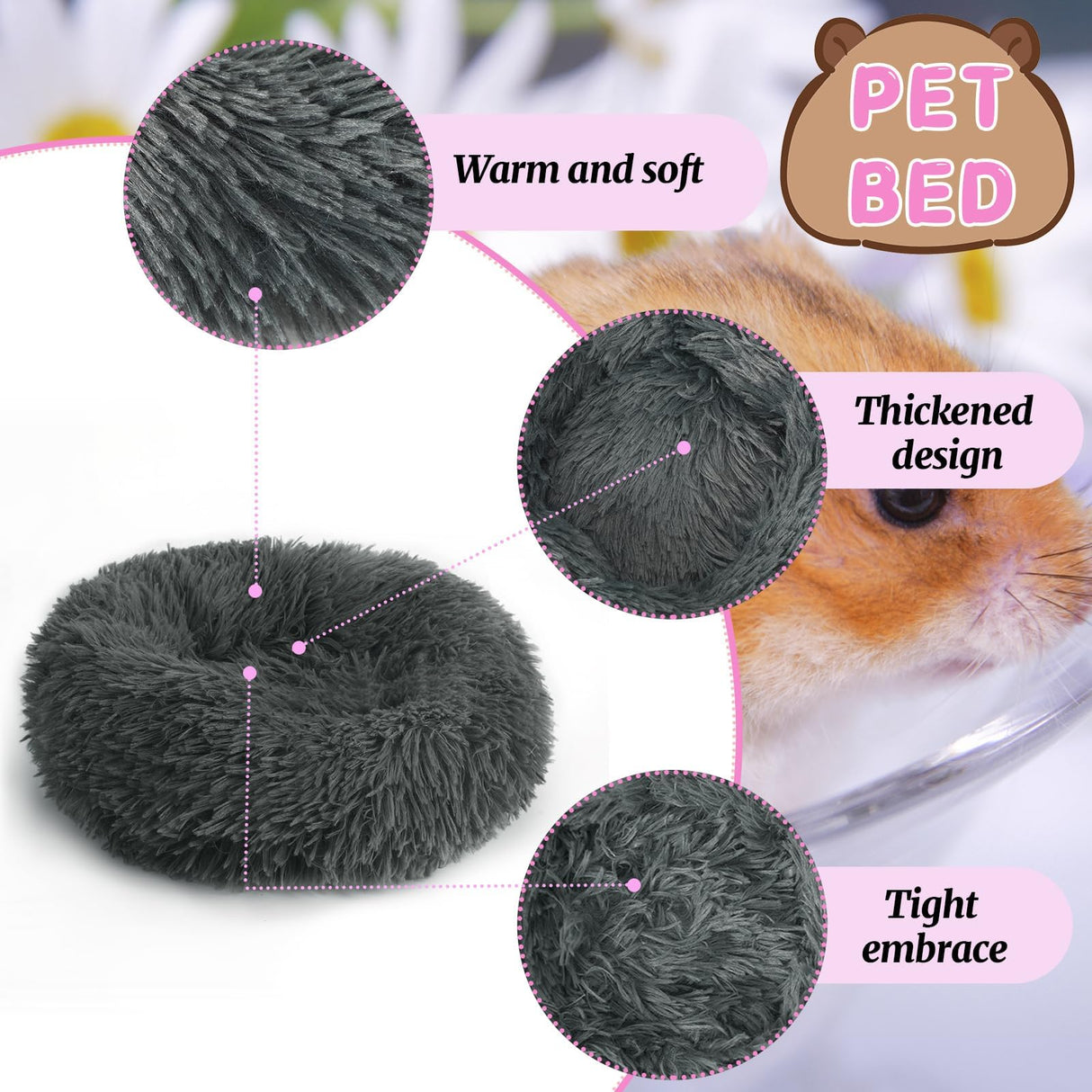 PETKNOWS 2 Pieces Guinea Pig Beds, Hamster Beds, Thickened and Warm Winter Guinea Pig Beds for Dwarf Rabbits, Chinchillas, Hamsters, Hedgehogs, Ferrets