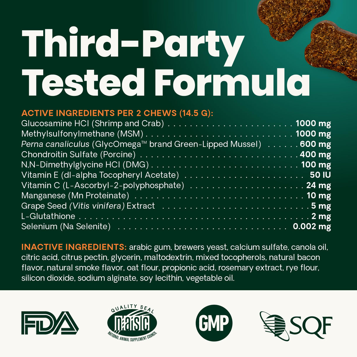VetriScience Ultimate Strength Healthy Hip & Joint Chews, GlycoFlex Glucosamine, Chondroitin and Green-Lipped Mussel Joint Support Supplement for Dogs, Soothe Joint Discomfort, Duck, 120 Count