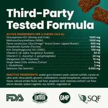 Load image into Gallery viewer, VetriScience Ultimate Strength Healthy Hip &amp; Joint Chews, GlycoFlex Glucosamine, Chondroitin and Green-Lipped Mussel Joint Support Supplement for Dogs, Soothe Joint Discomfort, Duck, 120 Count
