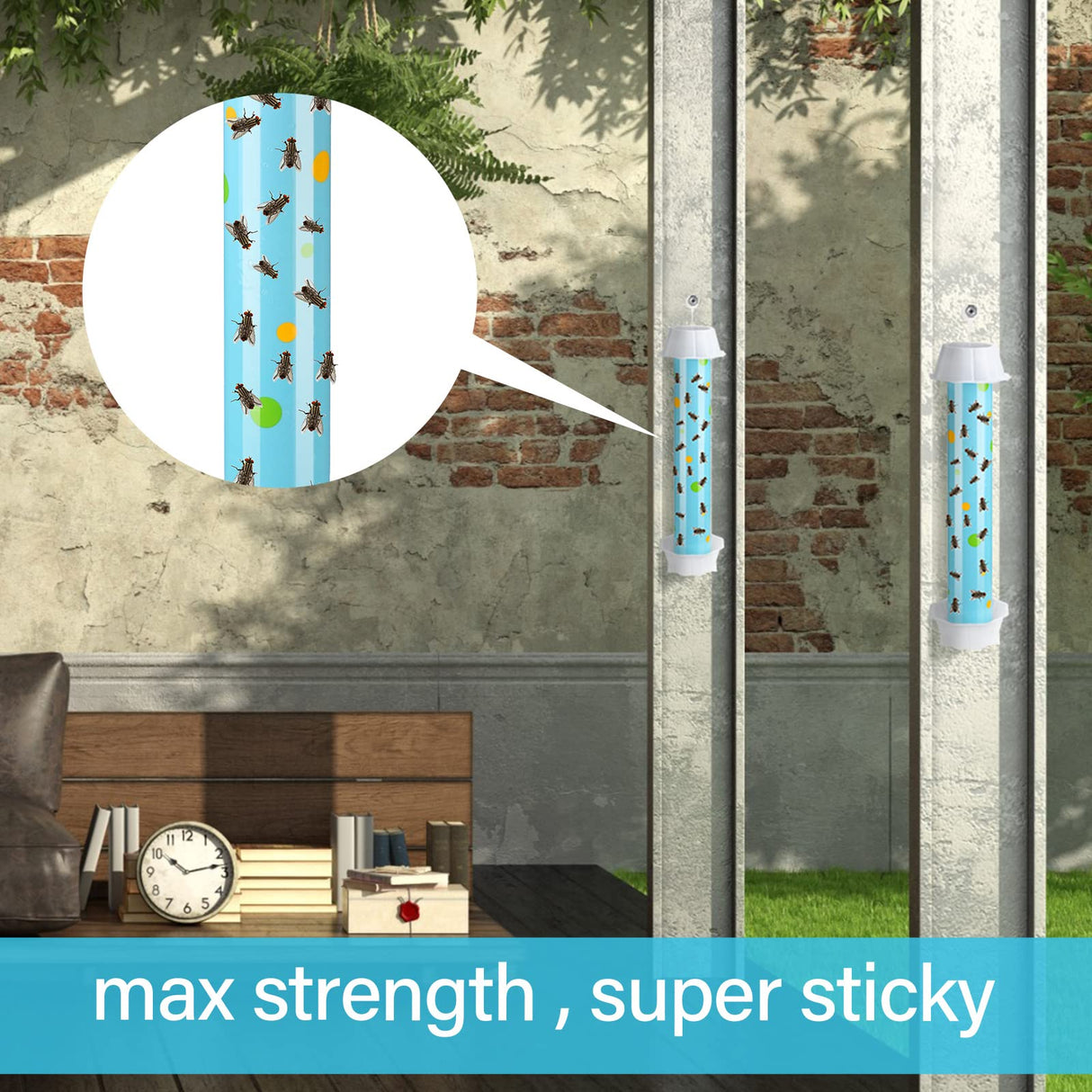 2 Pcs Sticky Fly Trap Fly Stick with Hanging Hook Adhesive Fly Catcher for Indoor Outdoor Trap Houseflies and Flying Insects Mosquito Bee Wasp Moth
