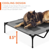 Best Choice Products 48in Elevated Cooling Dog Bed, Outdoor Raised Mesh Pet Cot w/Removable Canopy Shade Tent, Carrying Bag, Breathable Fabric - Gray
