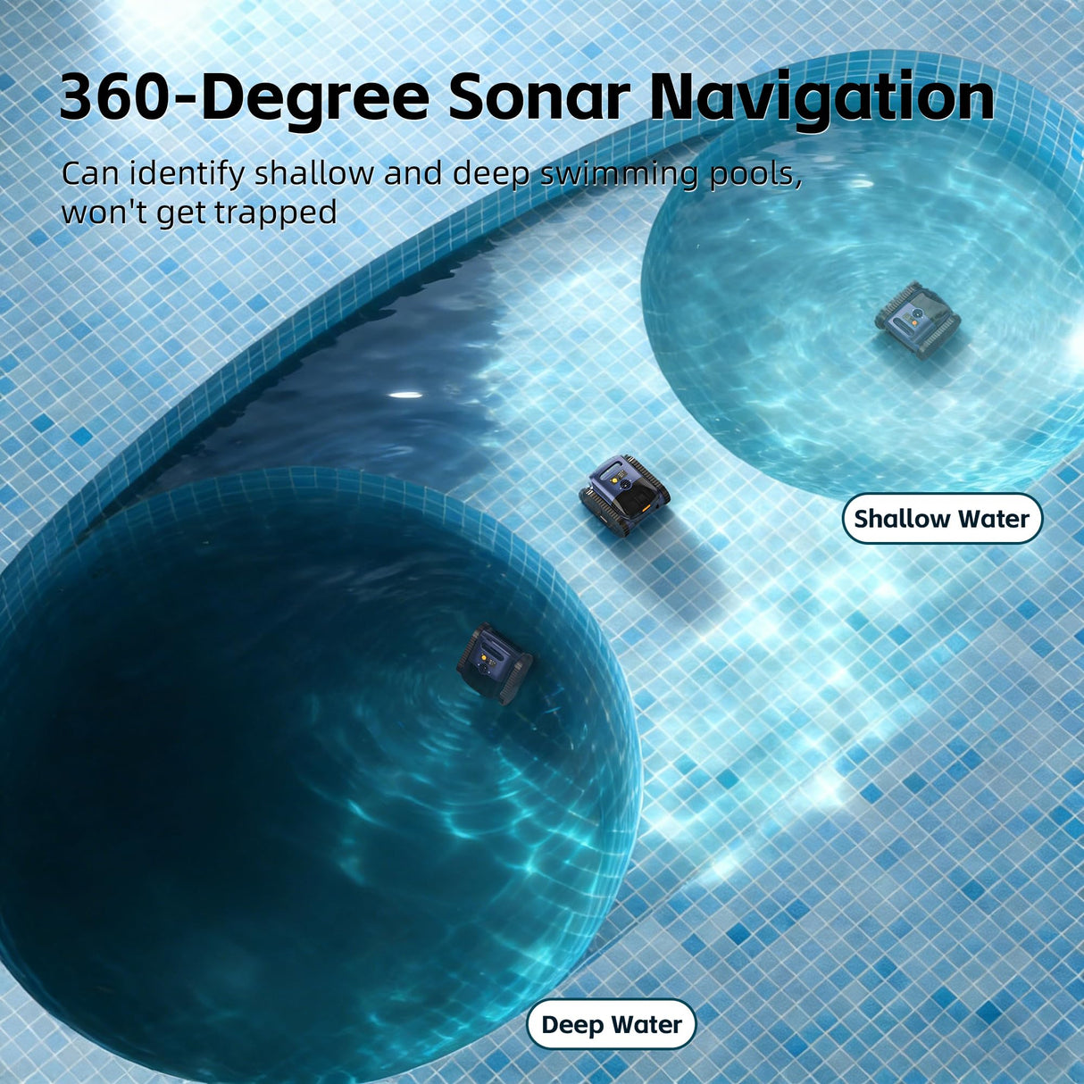 (2026 Upgrade) Pool Vacuum for Inground Pool & Above Ground Pool, Cordless Pool Cleaner with Smart Navigation, Self-Parking, LED Indicator, Wall&Waterline Cleaning Pool Robot up to 2150 Sq.ft