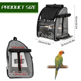 SUERTREE Bird Carrier Bag with Indestructible Stainless Steel Mesh, Bird Travel Cage with Stand, Easy to Clean Backpack for Parrot, Portable Bird Travel Bag, Grey