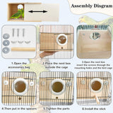 CooShou Parakeet Nesting Box Cockatiel Nesting Natural Pine Bird Nest Bird Breeding Box House Acrylic Transparent Bird Box with Detachable Wooden Board for Lovebirds Cockatiel Budgie Conure Parrot XL
