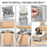PETSFIT Small Dog Car Seat, Waterproof PU Leather Dog Booster Car Seat with Patented Safe Buckles, Pet Carseat for Medium or Small Sized Pets up to 30 lbs (Grey)