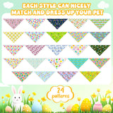 Hillban 72 Pcs Easter Day Dog Bandanas Bulk Dogs Bandanas Easter Day Pet Scarf Soft Bunny Egg Pattern Dogs Triangle Scarfs Colorful Chicks Bandana Spring Dog Scarf, Small and Medium Pet