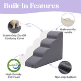 Lesure Dog Stairs for Small Dogs Pet Steps Ramp for High Bed and Couch with CertiPUR-US Certified Foam with Non-Slip Bottom, Grey, 4 Steps