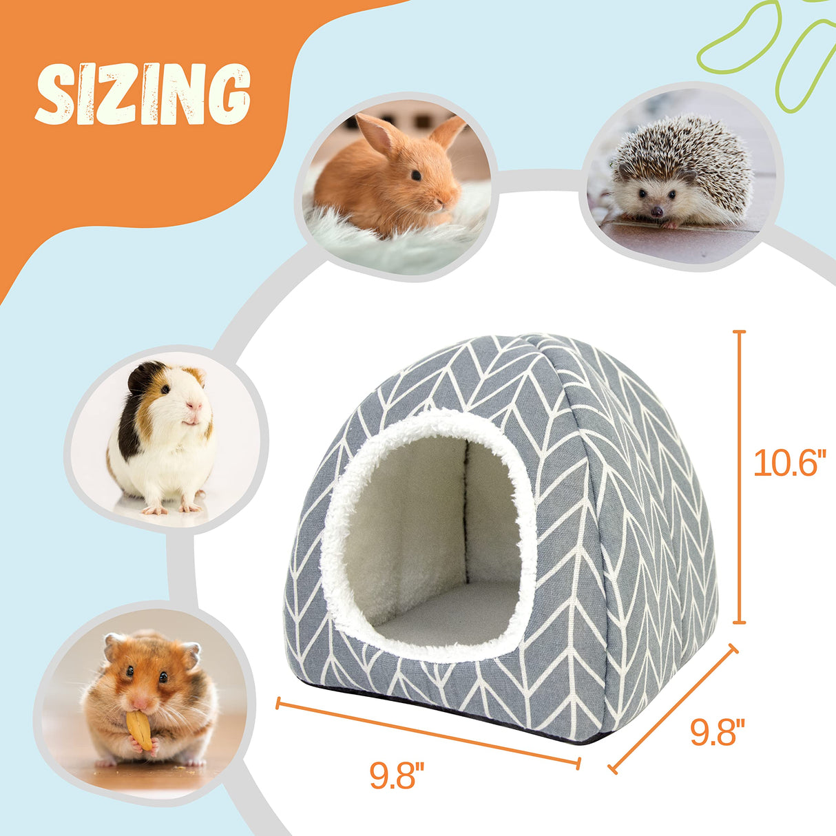 Tierecare 2 Pack Guinea Pig Hideout Bed Dwarf Rabbit House Cave Accessories Cozy Hide-Out for Little Bunny Hedgehog Ferret Chinchilla&Other Small Animals