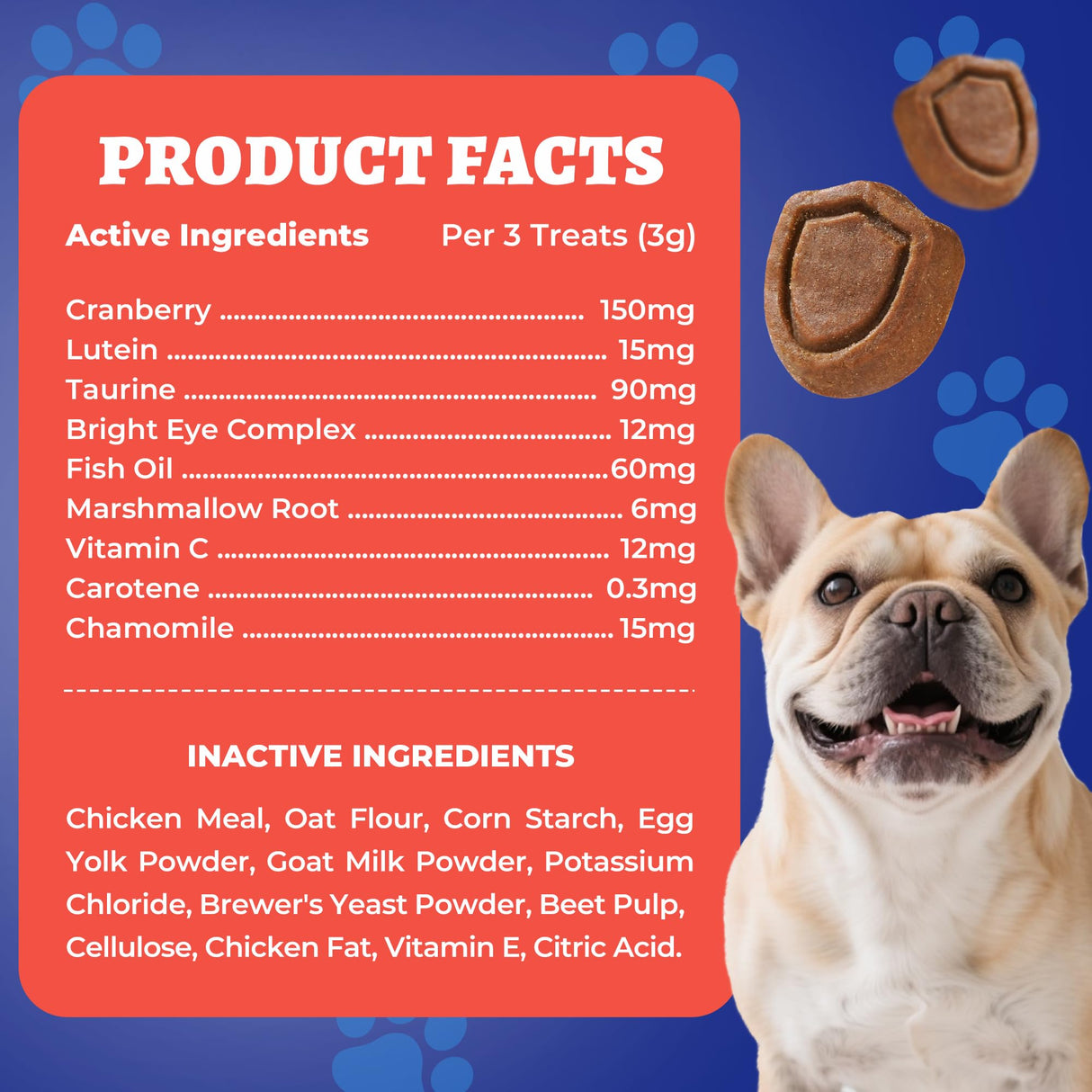 260 Bites Wellix Vision Chews - Dog Tear Stain Remover & Eye Supplement with Cranberry Extract, Lutein, Taurine, Marshmallow Root, Vitamin for Puppy, Small Medium & Large Dogs
