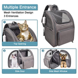 Jespet Pet Backpack Carrier for Small Dog, Puppy, Soft Carrier Backpack Ideal for Traveling, Hiking, Walking and Outdoor Activities with Family (4-Grey)