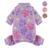 YIKEYO Dog Sweaters for Small Dogs, Dog Pajamas Winter Girl and Boy,Puppy 4 Legged Clothes Chihuahua Yorkie Teacup Jumpsuit Cute Feet Print(Purple, XXS)