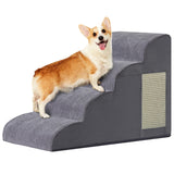 Dog Stairs for Small Dogs, 4-Step Dog Ramp for Bed 19.7" H, Dogs Steps for Bed, Couch, Pet Stairs with Non-Slip Bottom Design, Cat Scratching, High Density Foam Portable Pet Steps, Indoor, Grey