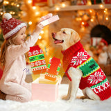 ABRRLO Dog Christmas Sweater Xmas Dogs Outfits New Year Holiday Costumes Puppy Cat Sweater with Leash Hole for Small Medium Large Dogs Girl Boys Dog Clothes (11-Red Green Reindeer, XX-Large)
