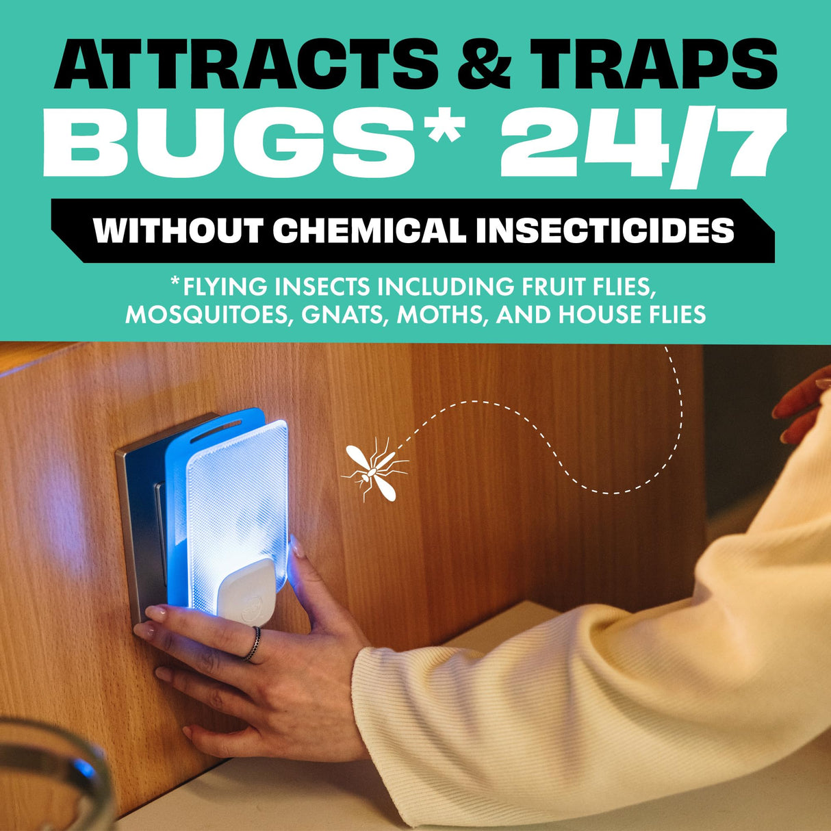STEM Insect Trap - Indoor Fruit Fly & Gnat Pest Control for House, Home and Kitchen, Attracts & Traps Flying Bugs, Soft Blue Light - Includes 1 Plug-in Device & 3 Cartridges
