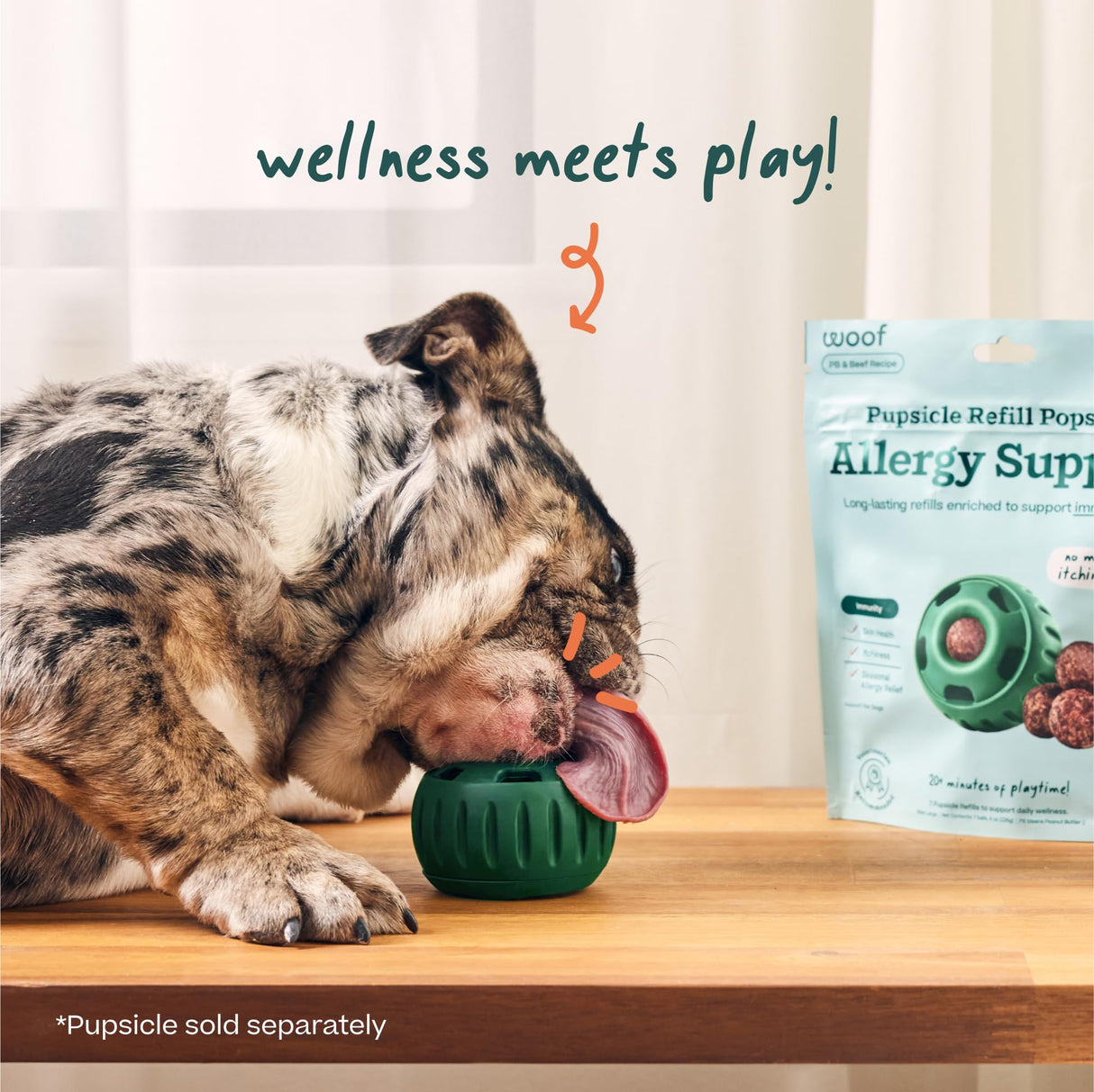 WOOF Pupsicle Refill Pops for Allergy Support for Dogs - Allergy Dog Treats for The Pupsicle Toy to Support Your Dog’s Natural Immune Defenses - Large Pops - 7 Count