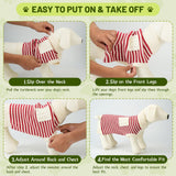 Small Dog Sweater, Knitted Striped Pullover Dog Clothes for Cold Weather, Thick Warm Cozy Stretchy Sweater for Chihuahua, Bulldog, Dachshund, Pug(Red & White Strip, XXL)