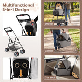 PETSITE 4 Wheels Pet Stroller, One-Click Foldable Dog Strollers for Small Dogs with Detachable Carrier, Breathable Mesh, Waterproof Cover, Storage Basket, Cup Holders, Ideal for Dogs Cats up to 33 lbs