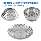 Vegetable Steamer Basket, Premium Stainless Steel Veggie Steamer Basket - Folding Expandable Steamers to Fits Various Size Pot Small (5.5" to 9.2")