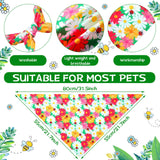 Sadnyy 40 Pcs Summer Spring Dog Bandanas Bulk Flower Hawaiian Triangle Reversible Bandanas for Large Dog Adjustable Pet Kerchief Scarf Washable Cat Scarf for Summer Holiday Pets