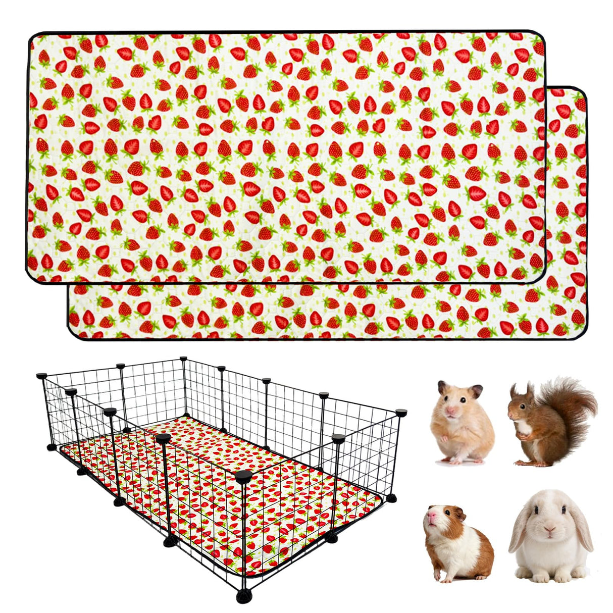 LWYMX 2 Pack Guinea Pig Cage Liners, Waterproof Reusable Guinea Pig Cage Liners,Waterproof Super Absorbent Pee Pads for Small Animals,24x48 inch 2pack
