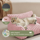 FWERDG Cute Couch Bed for Pets, Supportive Cat Sofa for Indoor Cats, Medium Dog Sofa Bed for Medium Dogs, Pink, 30 inches