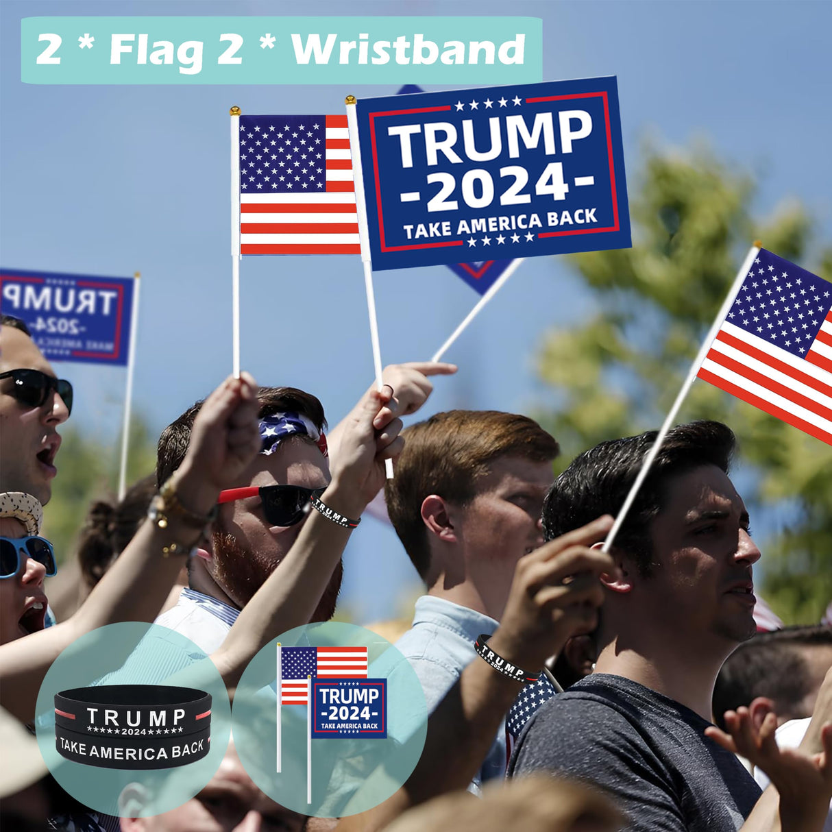 Ouraqto Trump 2024 Kit - Donald Trump Merchandise|Trump 2024 Hat|MAGA Hats|Trump 2024 Flag 3x5 Outdoor|Trump Merch Gifts