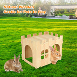 BWOGUE Large Wooden Rabbit House and Hideouts Bunny Castle Detachable Small Animal Play Hideaway Rabbit Hideout Cage Accessories for Indoor Adult Rabbit Guinea Pig Chinchilla Habitat