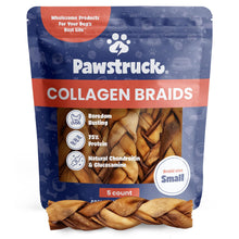 Load image into Gallery viewer, Pawstruck Natural 5-7” Beef Collagen Braids for Dogs – Long-Lasting Rawhide &amp; Bully Stick Alternative, with Chondroitin &amp; Glucosamine – 5 Pack
