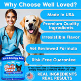 Well Loved Dog Allergy Chews - Dog Allergy Relief, Itching Skin Relief, Hot Spot Treatment & Seasonal Allergies, Vet Developed, Anti Itch Skin Irritation Treatment, Made in USA, 120 Chews
