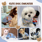 XGDMEIL Small Dog Sweaters Cute Bear Knitted Dog Cardigans Clothes for Small Medium Dogs Soft Pet Puppy Cat Knitting Outfits Fall Winter Warm Boy Girl Dogs Knitwear Coat Apparel（Blue,X-Large）